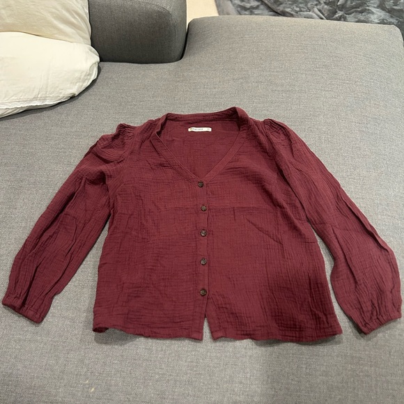 Marine Layer Burgundy V-Neck Top - Picture 2 of 2